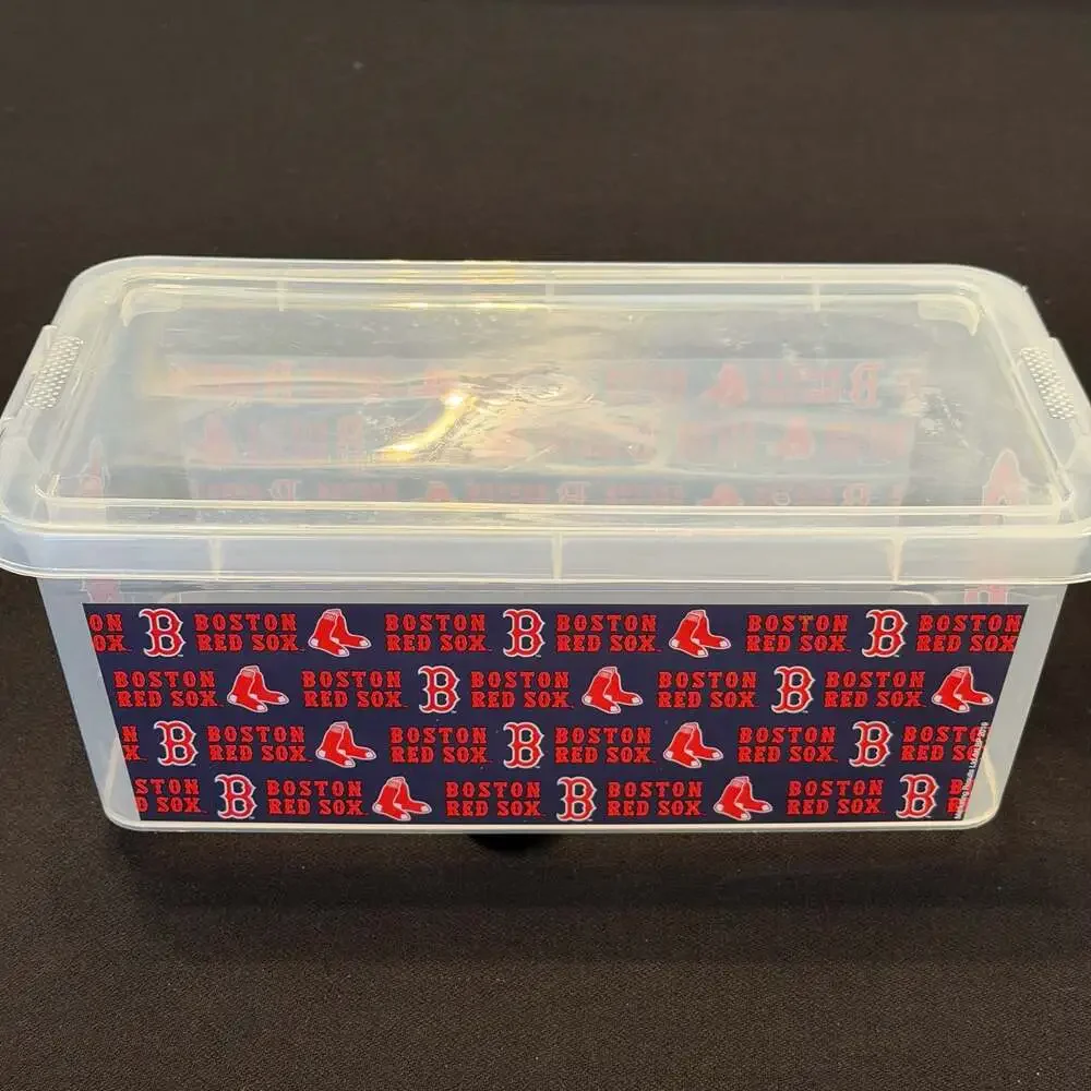 Boston Red Sox MLB Clear Plastic Storage Box with Lid